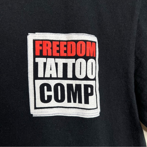 Freedom Tattoo Company Black Short Sleeve T Shirt Size Small Back Graphic Unisex - Picture 2 of 8